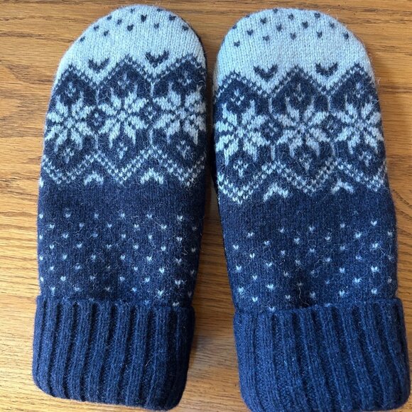 Felted Wool Handcrafted Mittens from Repurposed Eddie Bauer/Gap Sweaters - Navy - Picture 2 of 6